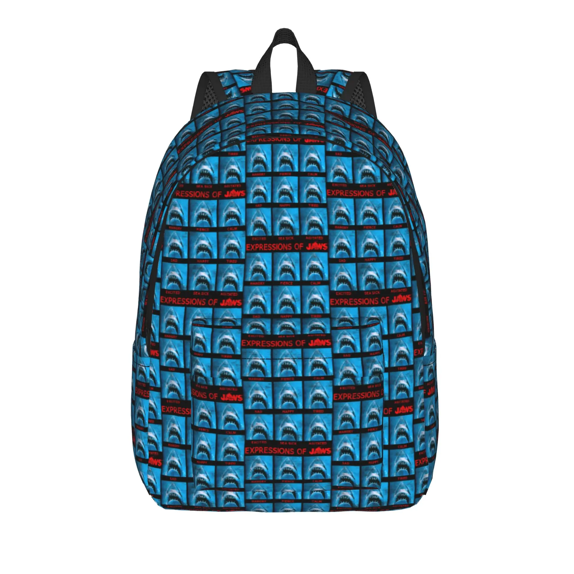 Jaws The Expressions Of Jaws Photo Grid Panel Backpack Men Big Backpacks Polyester Aesthetic School Bags Travel Design Rucksack