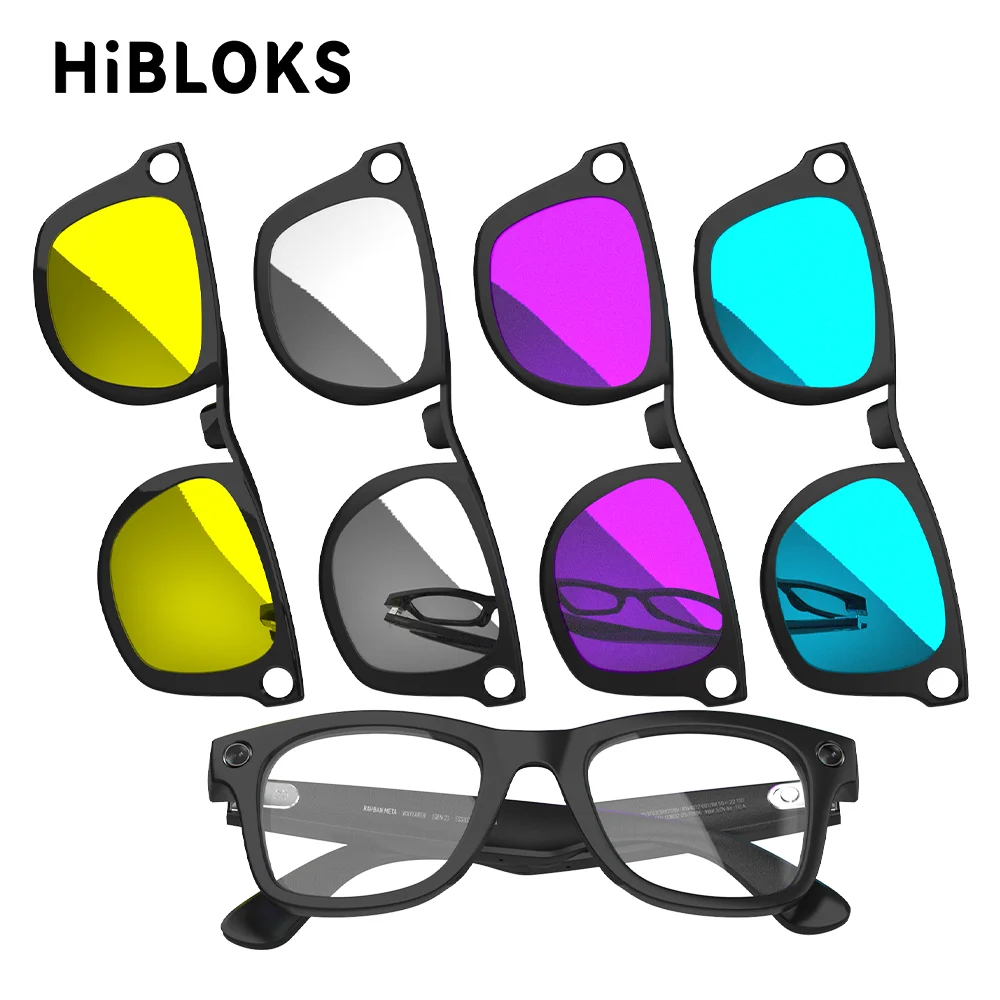 HIBLOKS Color Changing Clip For Ray-Ban Meta Wayfarer & Gen 2 RW4012/RW4006 Standard Smart Glasses Lense 50-22 Matte Frame Clip