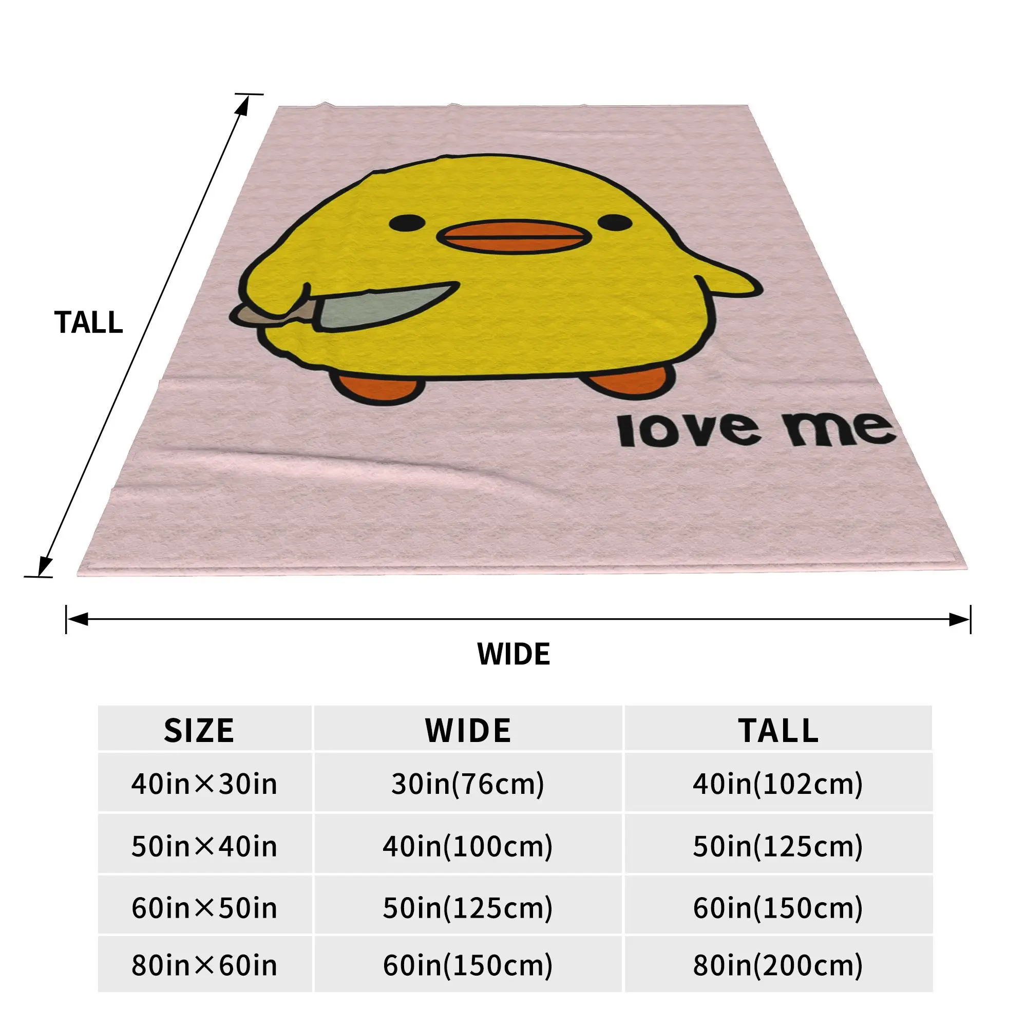 Duck With Knife Love Me Version Kawaii Duck Knife Duck Blanket Soft Warm Flannel Throw Blanket Bedding for Bed Picnic Home Couch