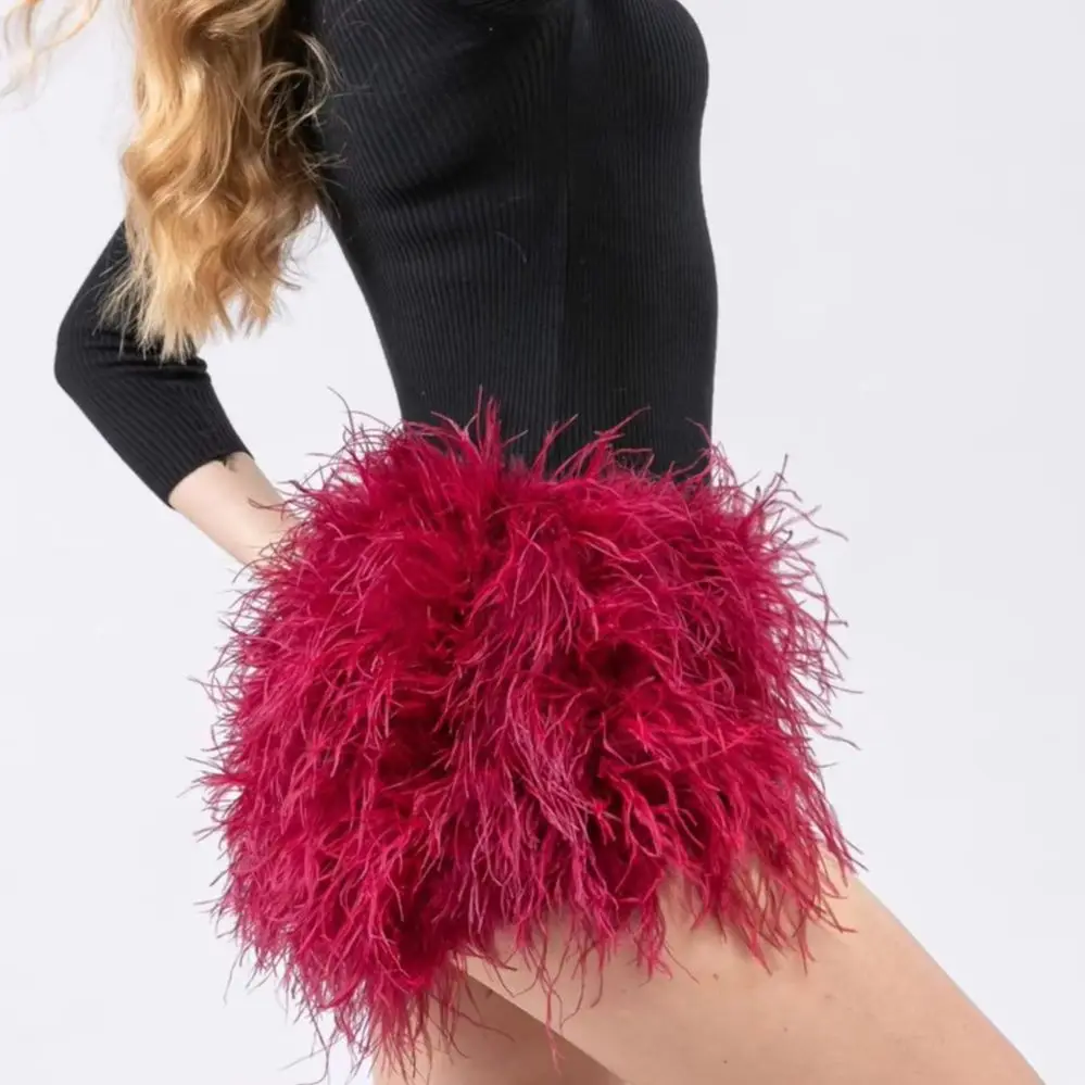 real ostrich feather fur short pants Hot pants sex fashion