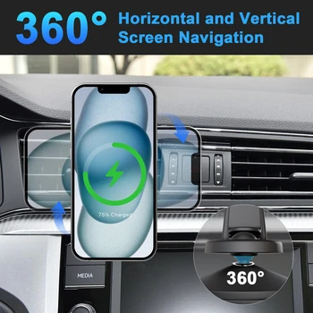 15W Magnetic Car Wireless Chargers Mount Fast Charging Station Dock 360° Adjustable For IPhone17/16/15/14/13 All Android Phones 3