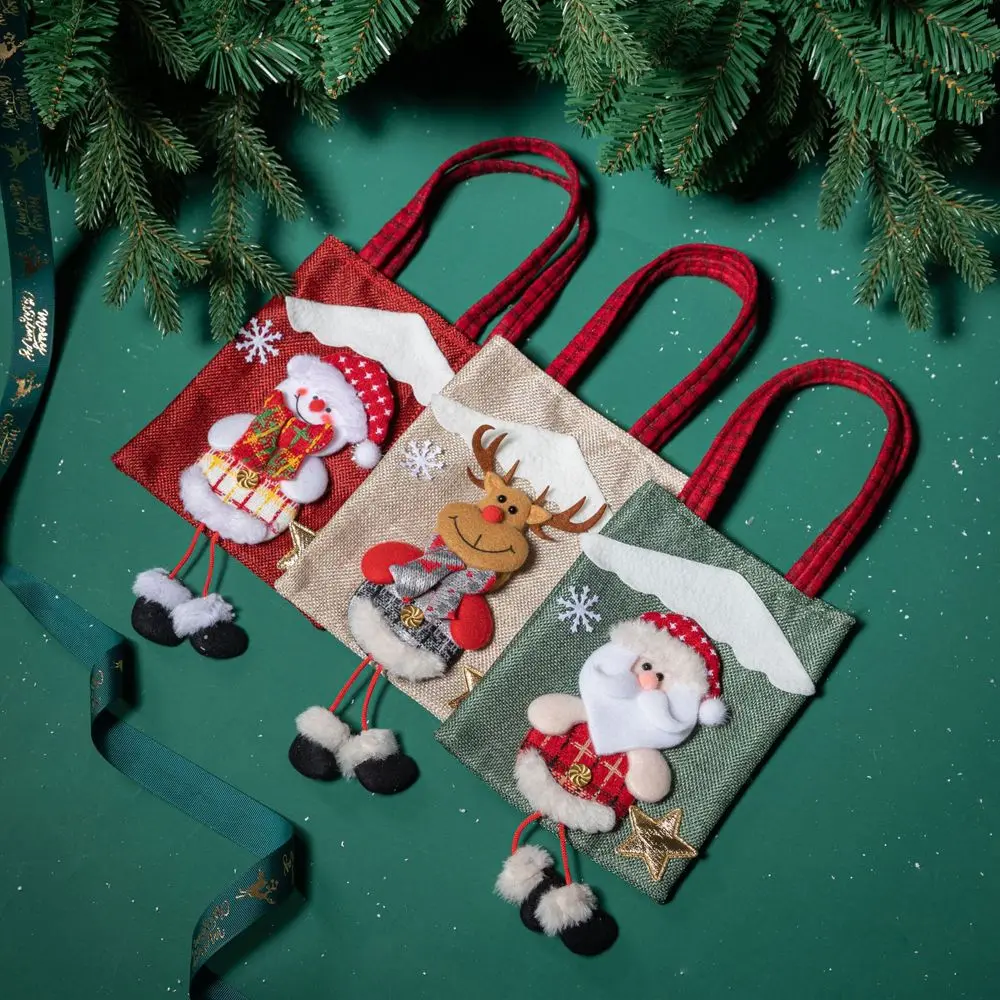 

Portable Festival Christmas Decoration Ornament For Children Kids Props Candy Bags Tote Bag Gift Pouch Christmas Present Bag