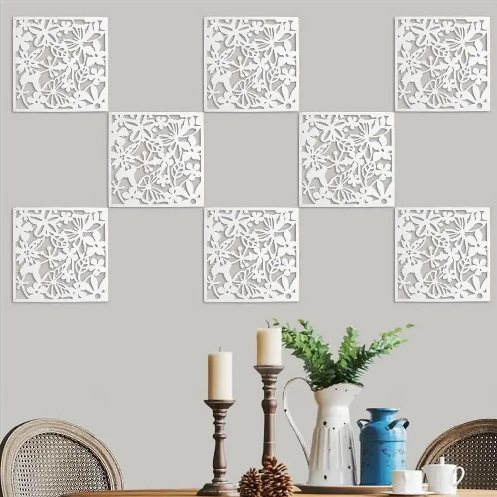 12PCS Hanging Room Divider 40x40CM Plastic Hollow Screen Curtain Panel Waterproof Partitions For Household Hotel DIY Decoraction