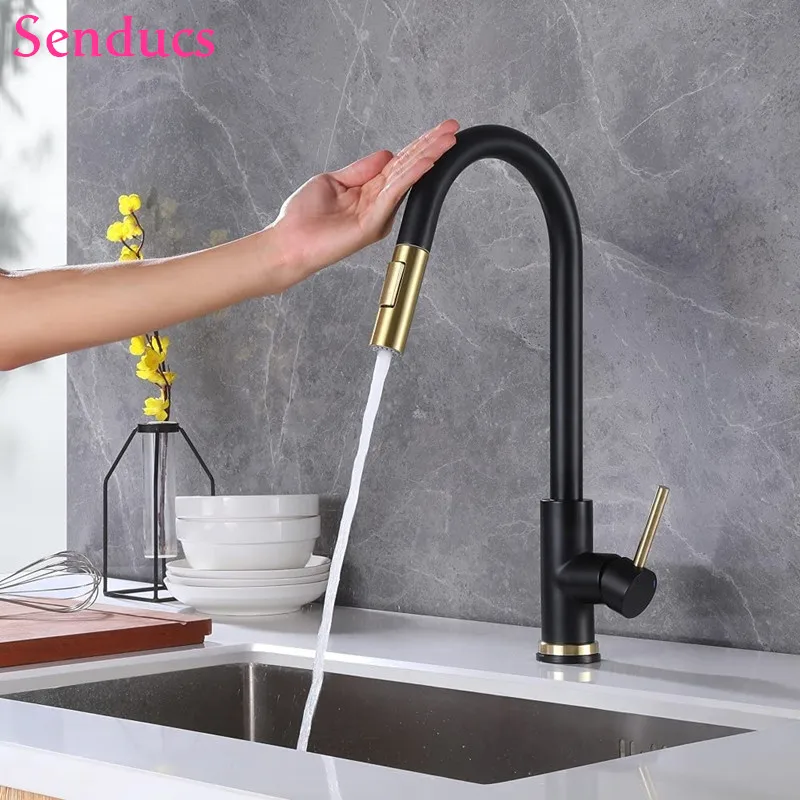 

Sensitive Sensor Kitchen Faucet Quality Stainless Steel Hot Cold Water Tap of Pull Down Kitchen Tap Smart Touch Kitchen Faucets