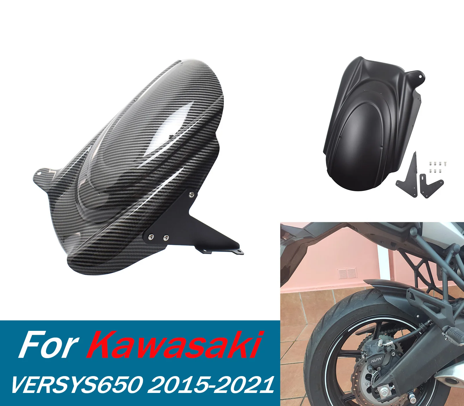 

For Kawasaki KLE650 Versys 650 Versys650 2015-2021 Fender Rear Wheel Tire Extension Hugger Mudguard Water Fender Accessories
