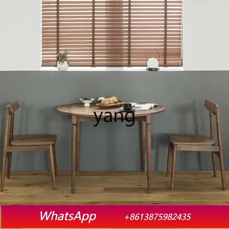 LH  solid wood small apartment square table household foldable round table retractable table