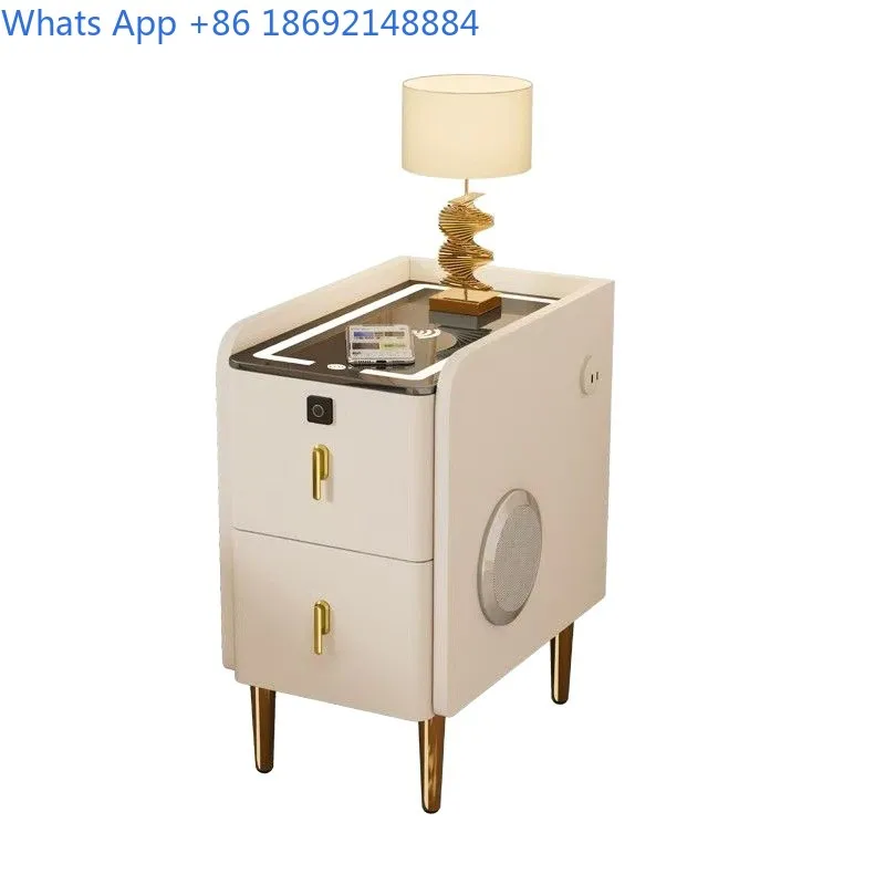 Smart Ultra Narrow Bedside Cabinet Solid Wood Minimalist Modern Side Table for Bedroom Storage