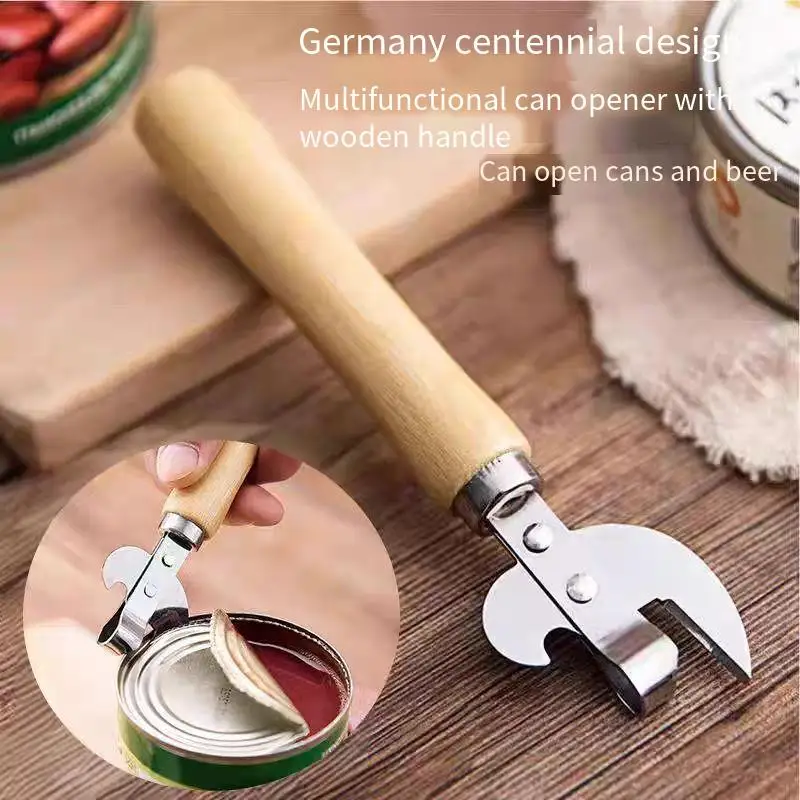 Wooden can opener, creative can knife, tin can multi-purpose to beer bottle opener for household use