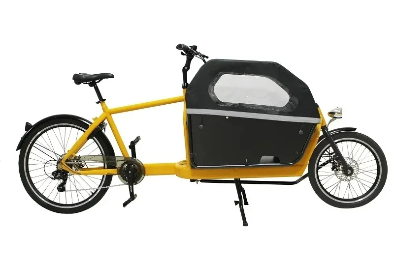 250W Electric Cargo Trike or Carry Children with Wood Box and Bafang Hub Motor KMC Chain Driver 7 Speeds Disc Brake