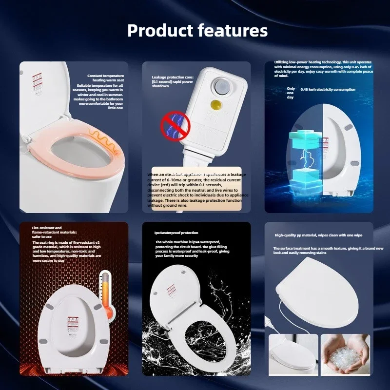 

Отличная универсальная интеллектуальная электрическая накладка на сиденье унитаза с подогревом и постоянной температурой, УФ-стерилизация, мгновенный комфорт, кабель 1.5 м для дома