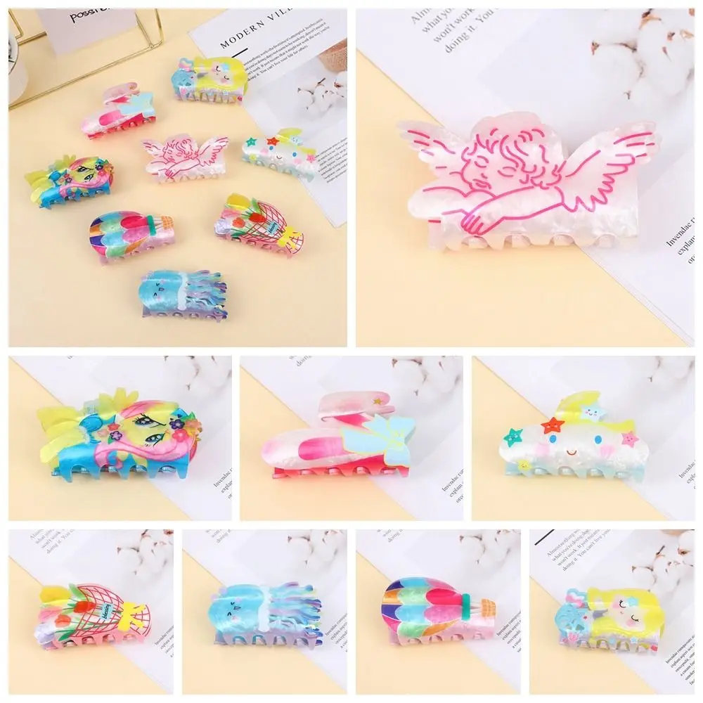 لطيف الاكريليك الملاك الشعر مخلب بالون نجمة زهرة مشبك شعر الهندسة أغطية الرأس قنديل البحر القرش كليب الفتيات