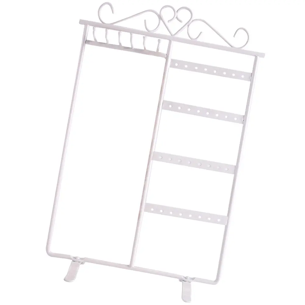 

Classic Jewelry Organizer Stand White Iron Display Rack for Earrings Bracelets Necklaces Storage Home Bathroom Counter Desktop