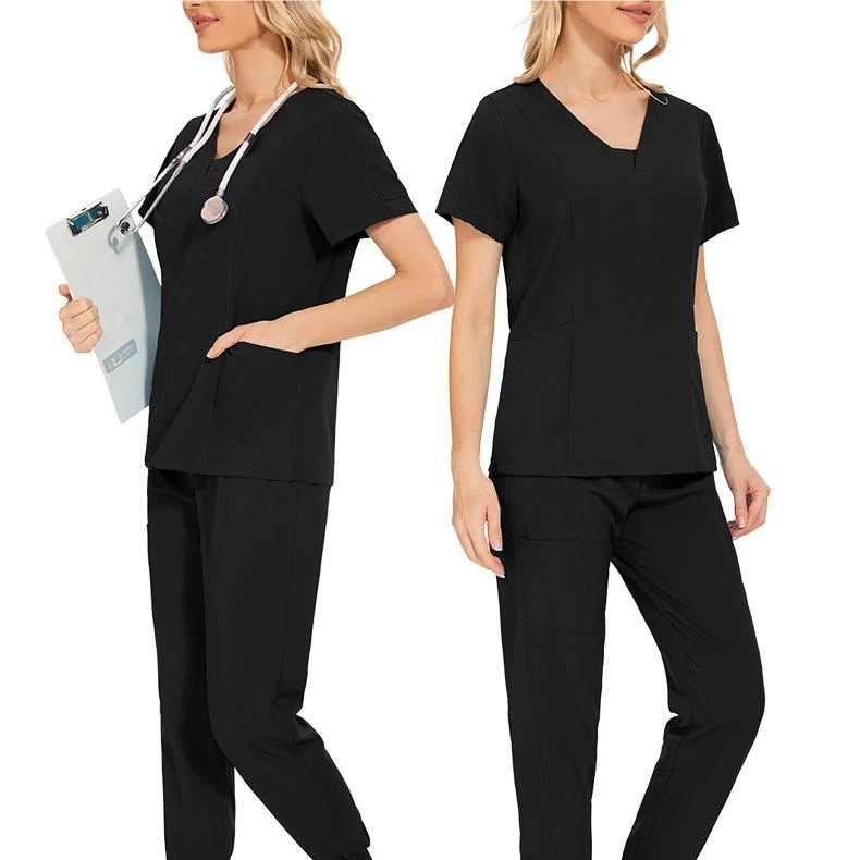 Uniformes de enfermeira para mulheres, respirável médico uniforme, roupa médica, cor sólida, conjunto de trabalho de salão de beleza, atacado