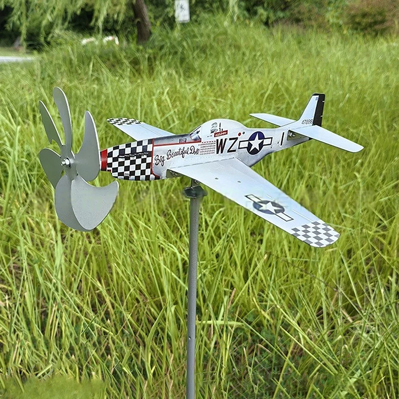 

1Pc Metal Aircraft Weather Vane Sculpture Windmill Ornaments Outdoor Courtyard Garden Decoration Pinwheel Airplane Wind Spinner