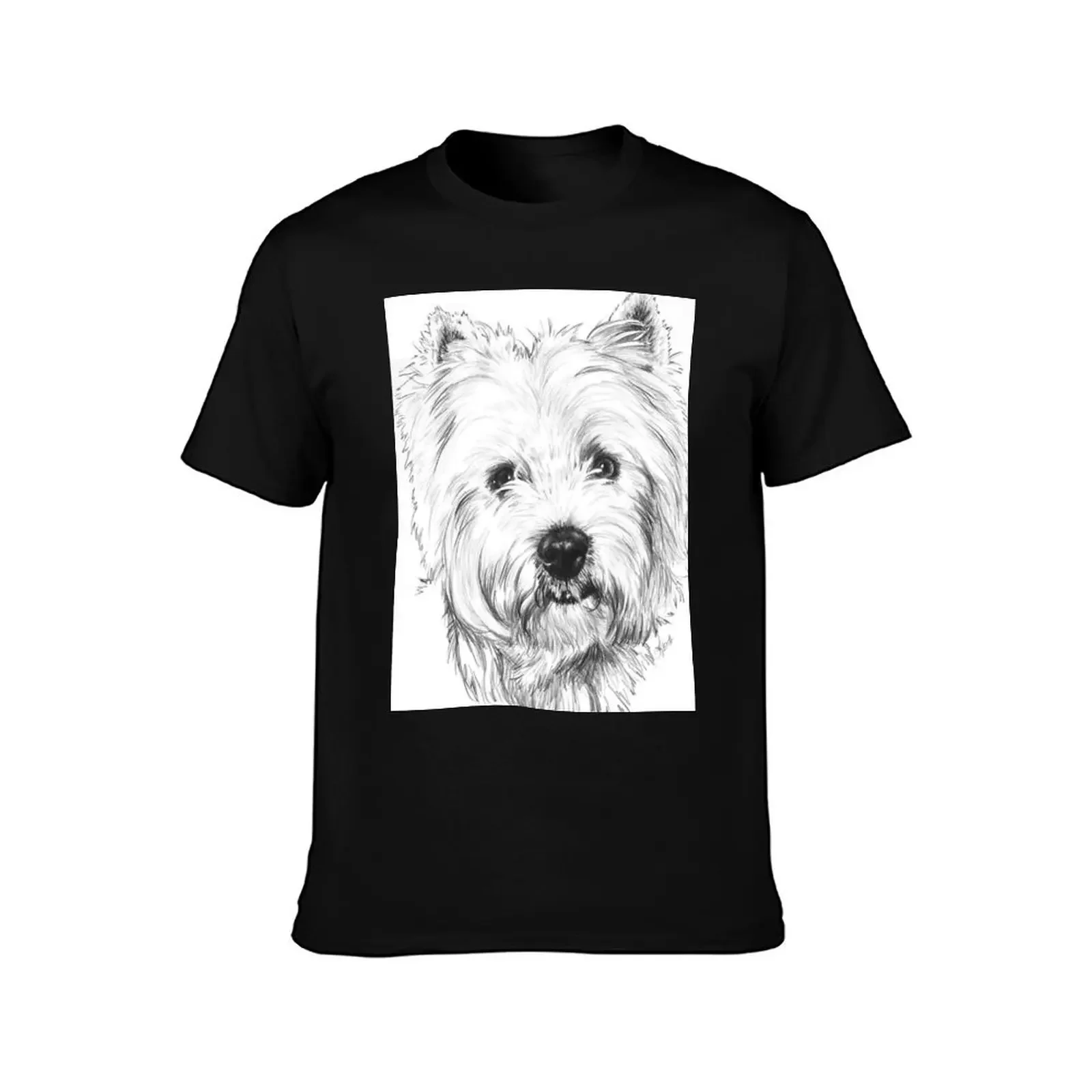 Beloved Westie Portrait in Graphite T-Shirt oversize t-shirts man vintage anime shirt slim fit t shirts for men