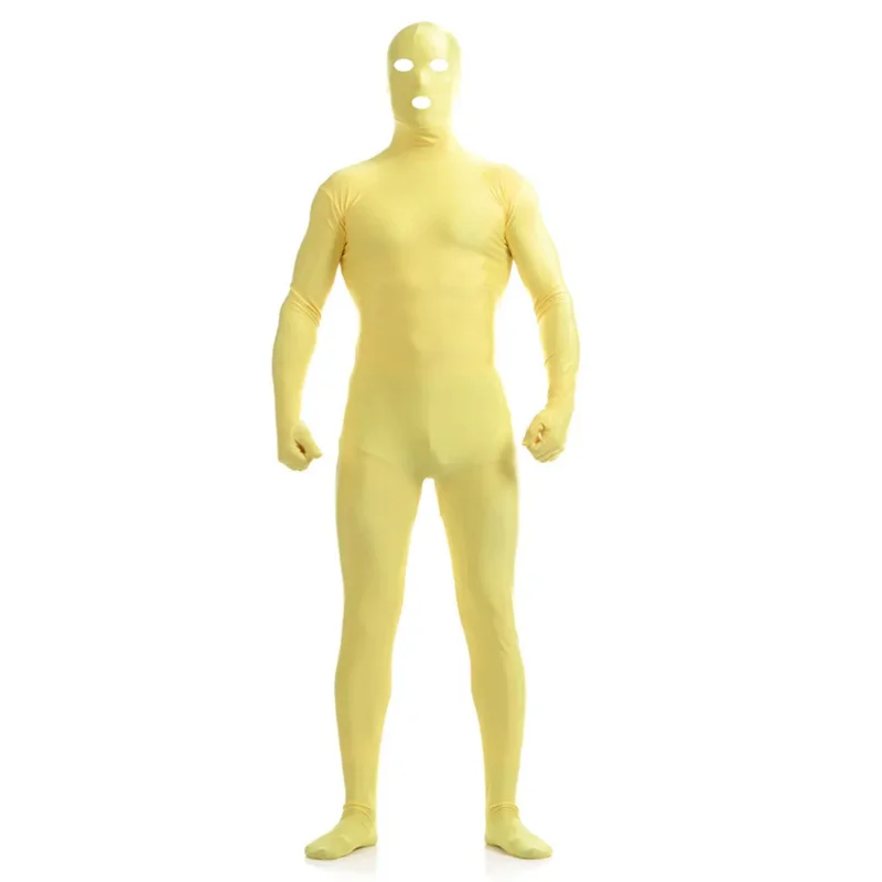 Occhi aperti e bocca da uomo Zentai tuta intera tuta attillata in pelle per tutto il corpo Zentai maniche lunghe Costumer Adult Kid