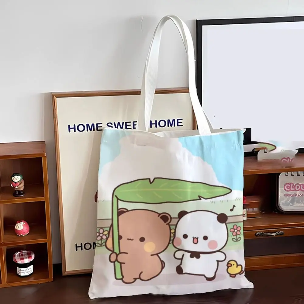 New Large Capacity Cute Tote Bag Bubu Dudu Panda Bear Niche Couple Handbag Class File Bag Portable Cartoon Canvas Bags