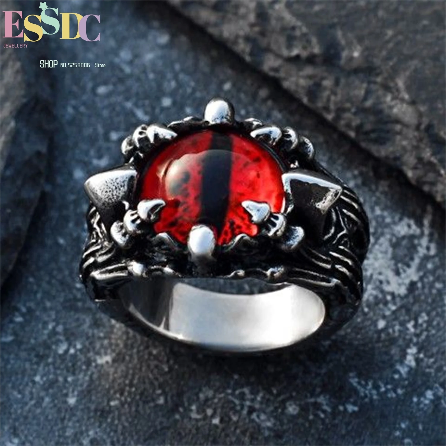 

Кольцо из титановой стали «Злой глаз» с изображением Жнеца для мужчин, винтажное, в готическом стиле, хип-хоп, регулируемое, на указательный палец, уличные украшения