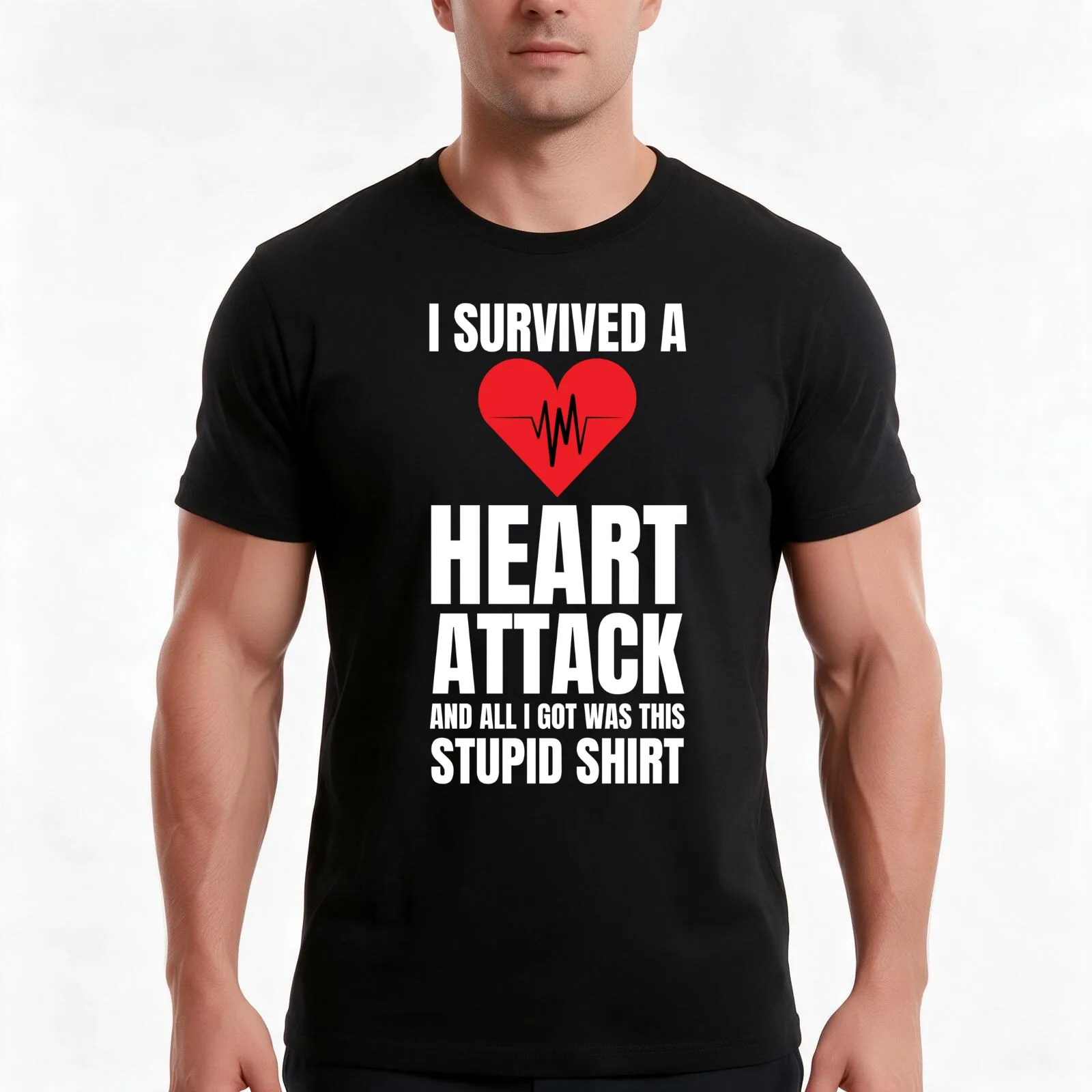 I Survived A Heart Attack And All I Got Was This Stupid T-Shirt, Summer Casual Cotton Tee, Oversized Streetwear Tops
