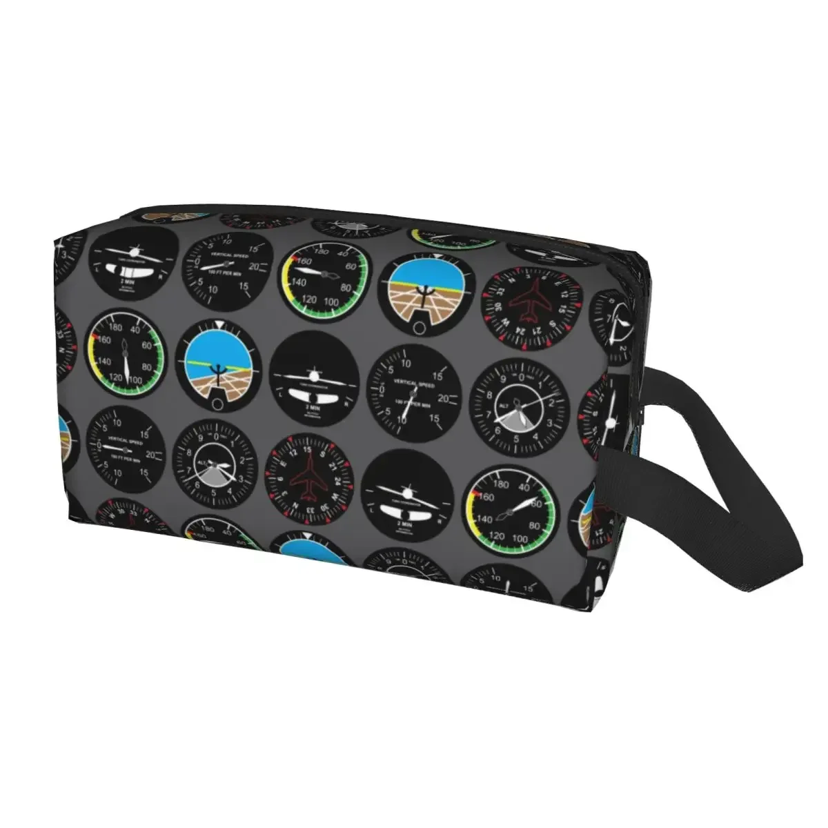 Cockpit Six Dials Flight Simulator Pilot Cosmetic Bag Large Capacity Airplane Aircraft Makeup Case Beauty Storage Toiletry Bags