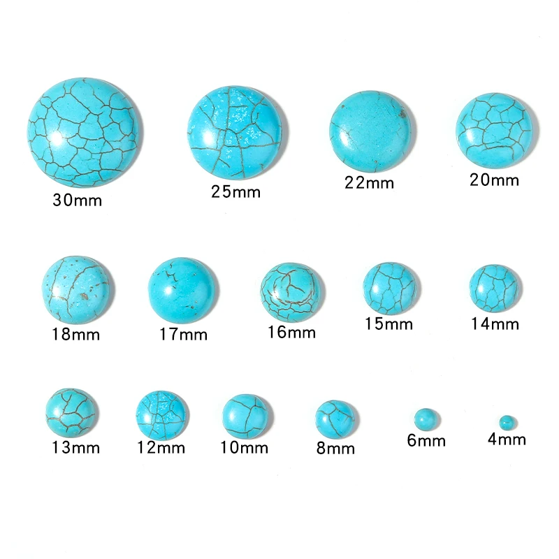 10pcs Natural Stone Blue Stripe Turquoise Cabochon Spacers 4-30mm Round Flatback For DIY Jewelry Making Pendant Accessories