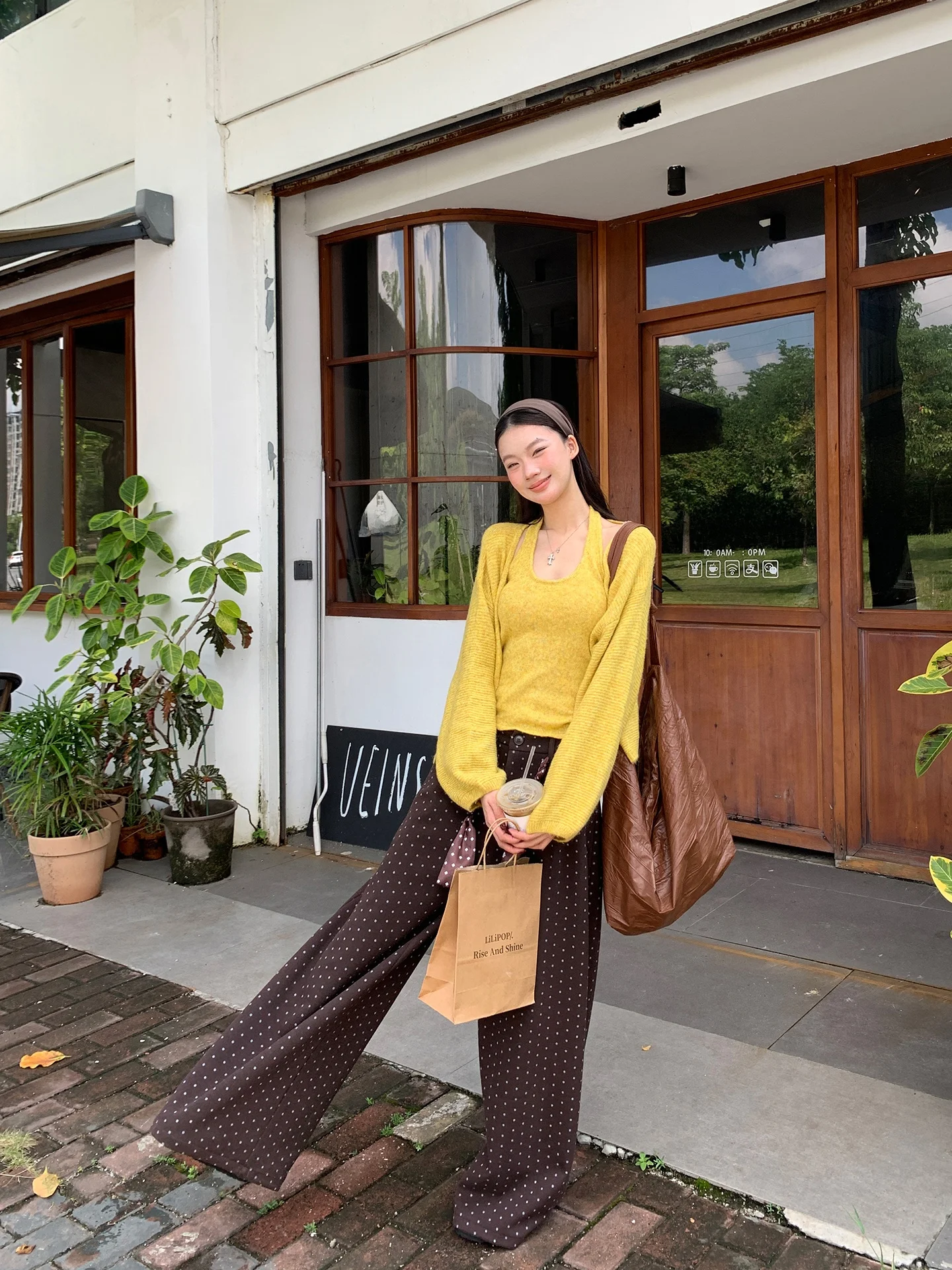 

Yellow Knitted Open Cardigan Women's Loose Long Sve Faionable Early Autumn Outfit Comfortable Commute Sle Ladies Sweat...