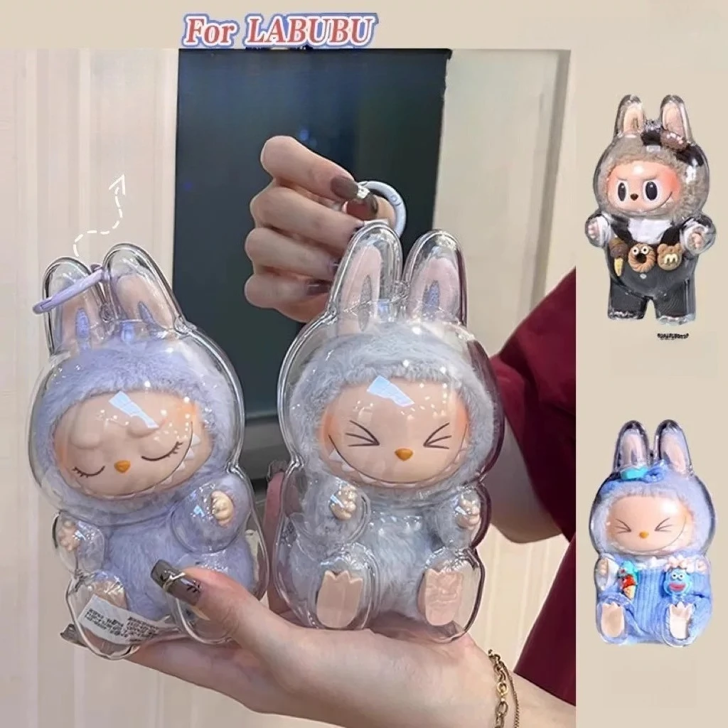 

V1 V2 Labubu Protective Cover Labubu Protector Case Sitting Party Transparent Protective Shell Dust Cover Doll Labubu Cover