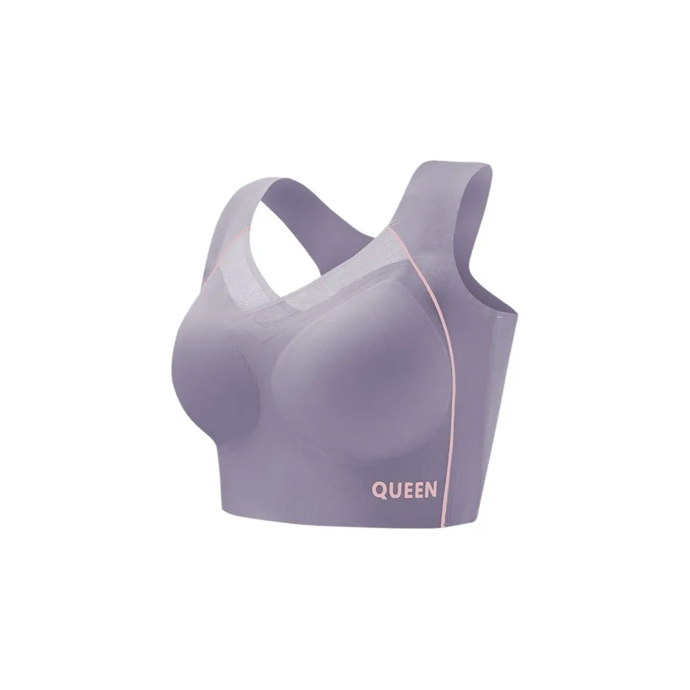 

Korean Ins Style Traceless Wireless V Bra Mesh V Neck Shockproof Seamless Bras Gathered Breasts Lingerie Push Up Underwear Yoga