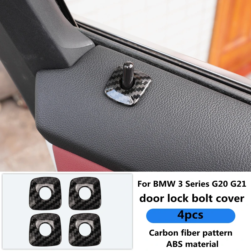 Carbon Fiber Latch Lifter Door Pin Sequin Styling Sticker Decoration for BMW 3 Series G20 G21 Inner Door Lock Bolt Cover