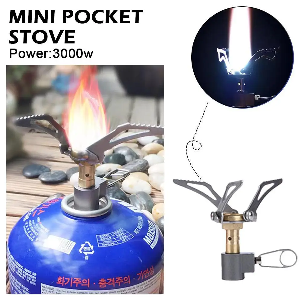 

1PCS Ultralight Mini Pocket Stove 3000W Portable Folding Stove Cooking Cookware Outdoor Supplies Burner Gas Camping Stove K8Y1