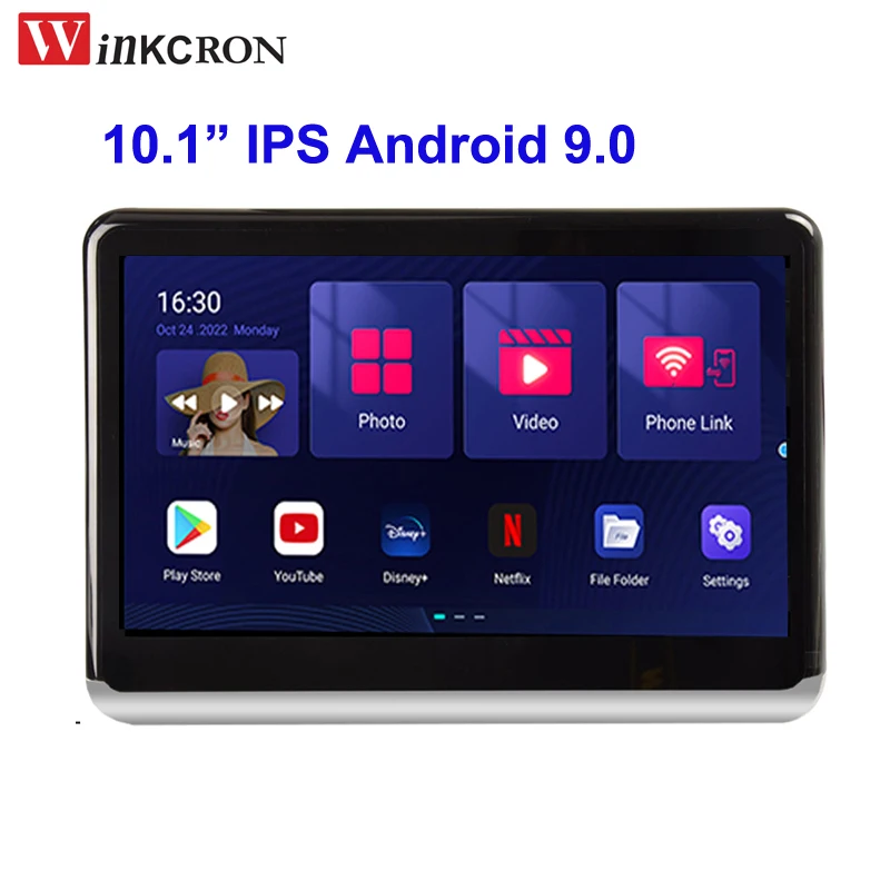 10.1 Inch Car Headrest Monitor Video Tablet PC Android 9.0 HD 1080P WIFI/HDMI/USB/TF/BT 16GB ROM Support Android APP Ｄownload