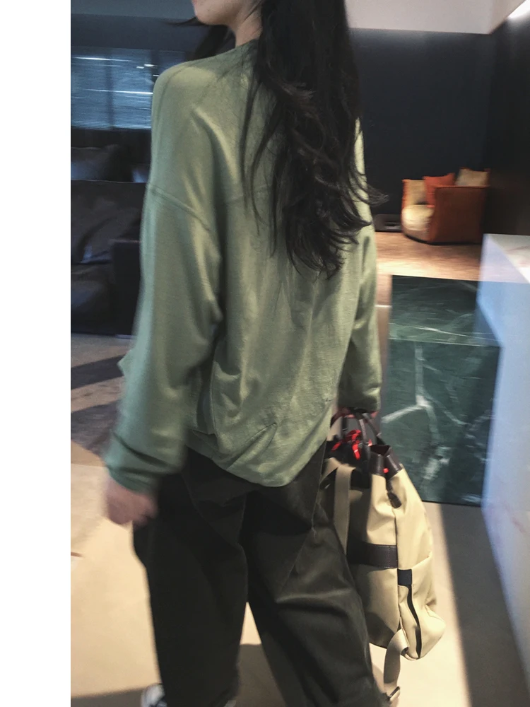 

Cuijia Fine Smooth Woolen round Ne Micro Flared Base irt Women's Soft Wool Knitted Top Casual Simple Sle Long Sve