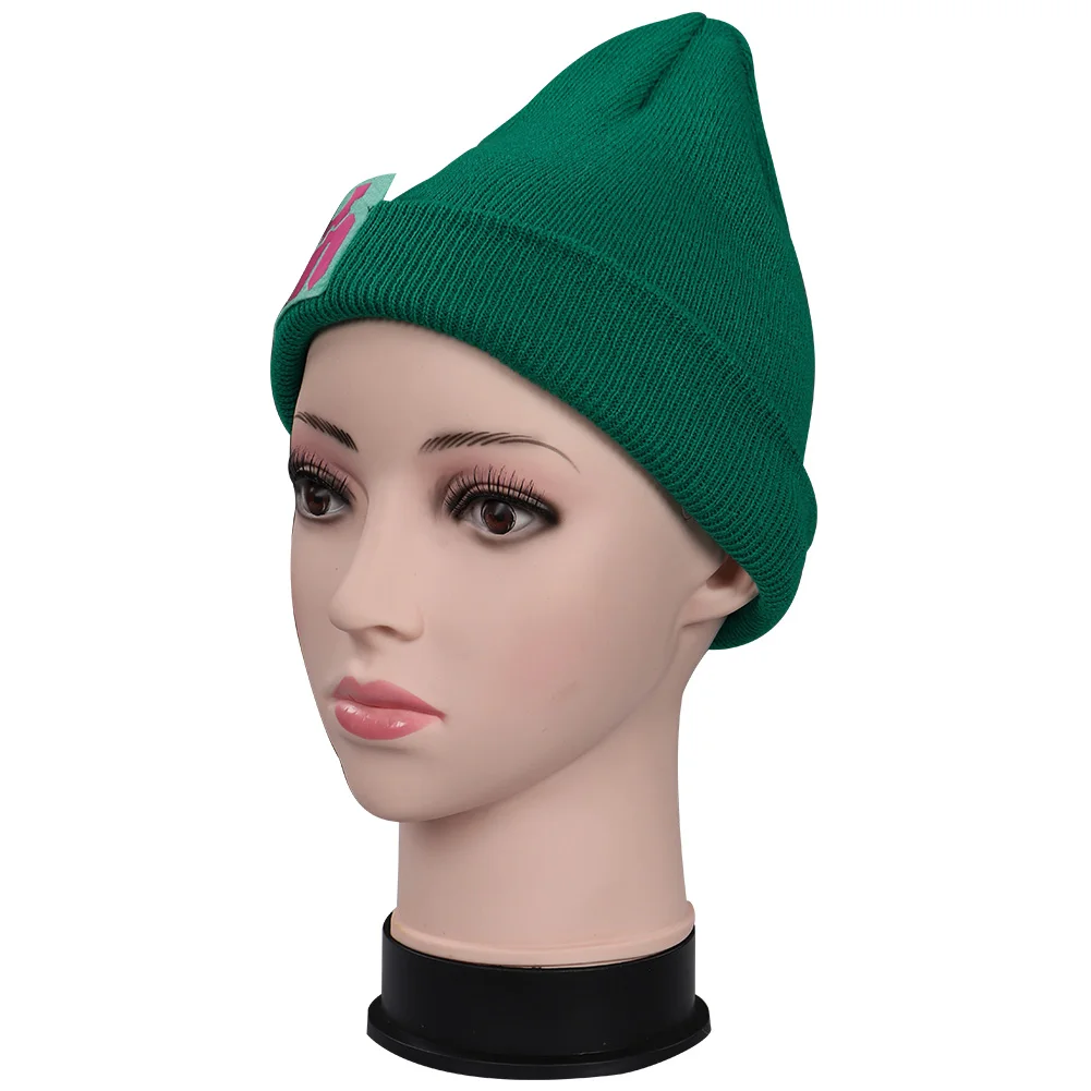 Valorant cosplay killjoy chapéu verde amarelo quente macio malha chapéus outono feminino meninas beanies halloween traje acessórios presentes