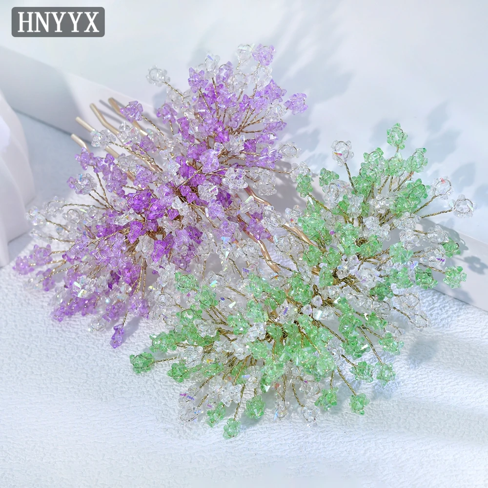 

Свадебный гребень для волос YouLaPan с кристаллами, ручной работы, с мелким цветочным принтом, элегантный женский головной убор для вечеринок YXA412