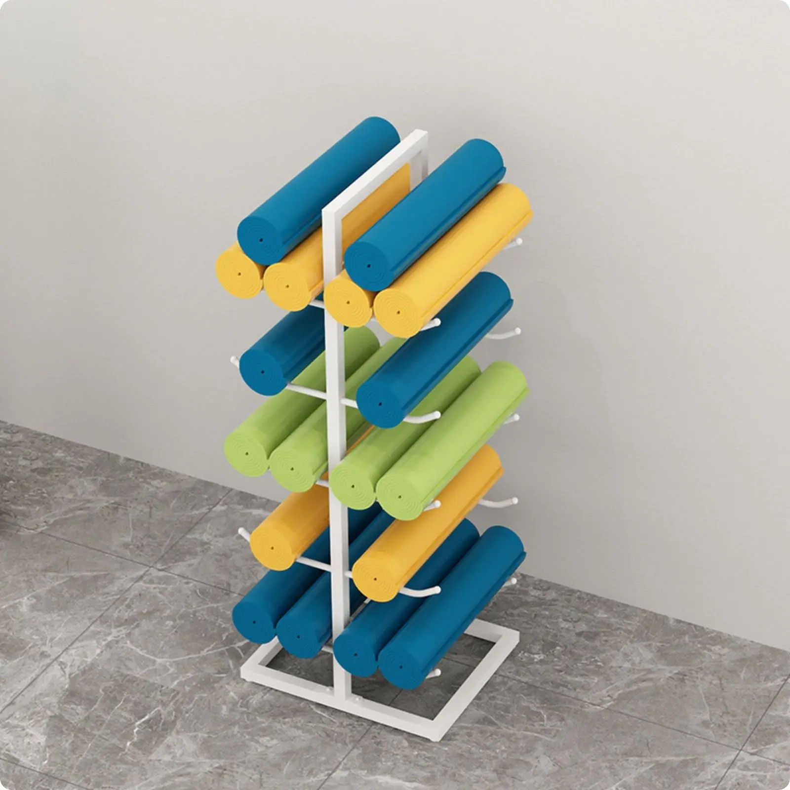Fitness Equipment Holder Space Efficient Multi Tier Storage Rack for Gym Mats and Fitness Equipment view 5