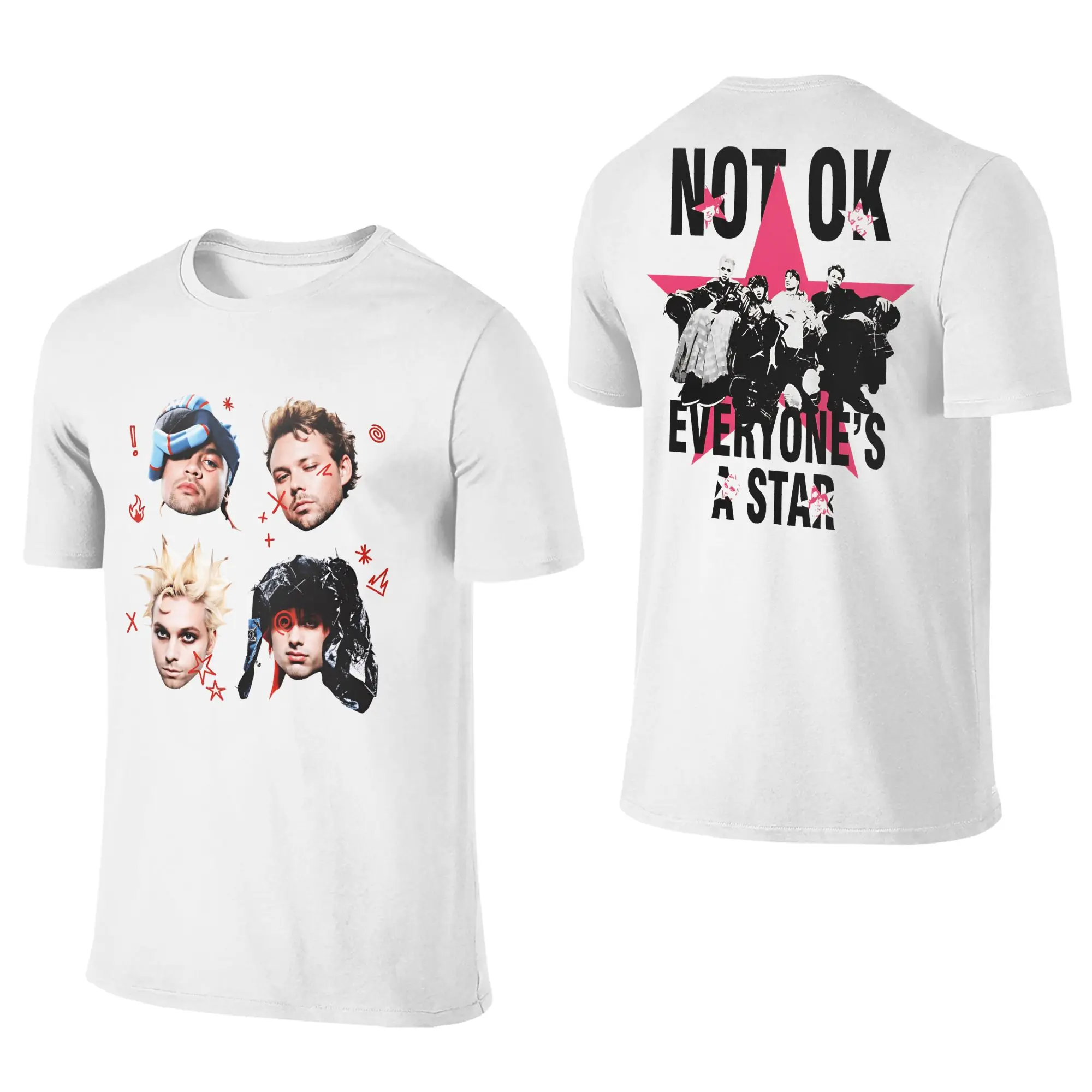 Band 5 S-Seconds of Summer 5SOS T Shirt Summer  Streetwear T Shirts 100% Cotton Hipster For Mens Short-Sleeved Casual Top Tees