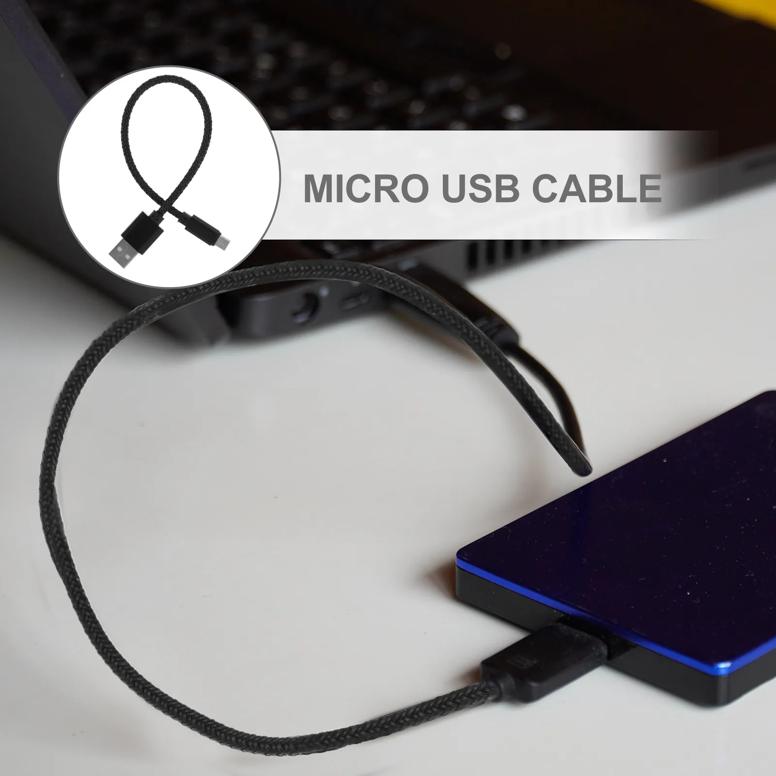 

5Pcs 20Cm Micro USB Cable Nylon Braided 2 in 1 Data Transfer Lightweight Portable Compatible with Most Micro USB