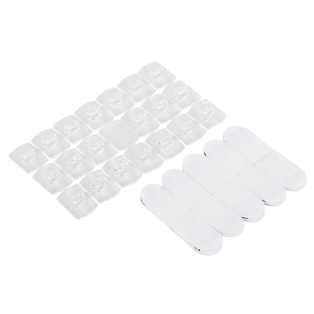 20/6PCS Wall Transparent Removable Hook Strong Cable Clamp Adhesive Hook Rack Bathroom Kitchen Towel Key Hanger
