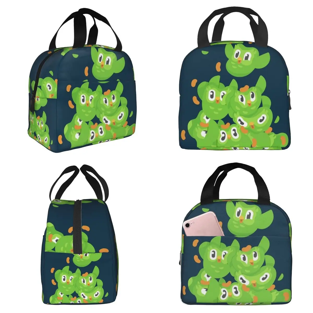 Duolingo Owl Duo isolierte Lunchtasche für Kinder, Schulkühler, Thermo-Lebensmittelbox, auslaufsichere Lunchboxen, Behälter