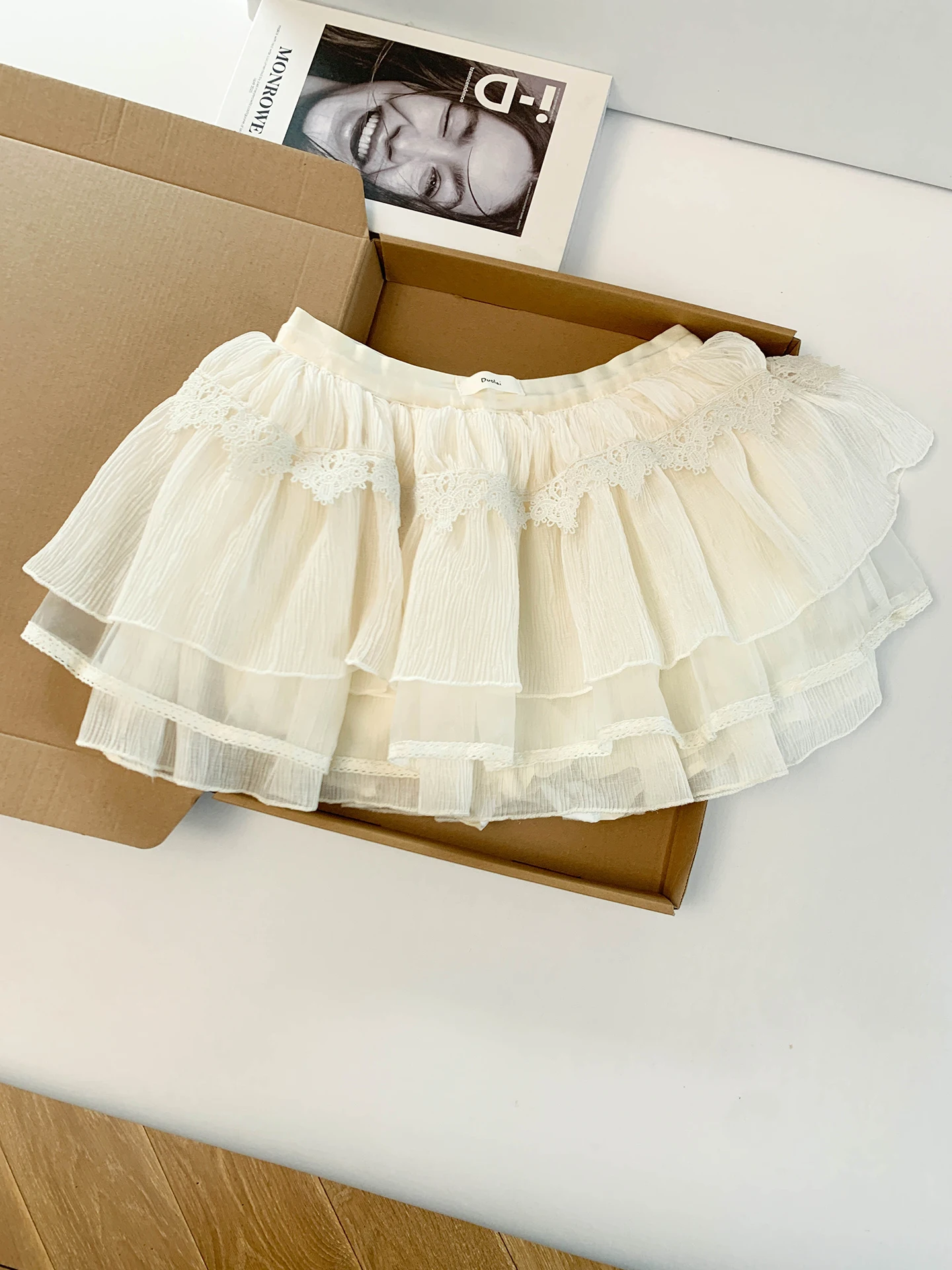 バレエスイートハニカムレースエッジハイウエストaラインミニスカートレディースファッション通気性肌に優しいカジュアルショートスカート