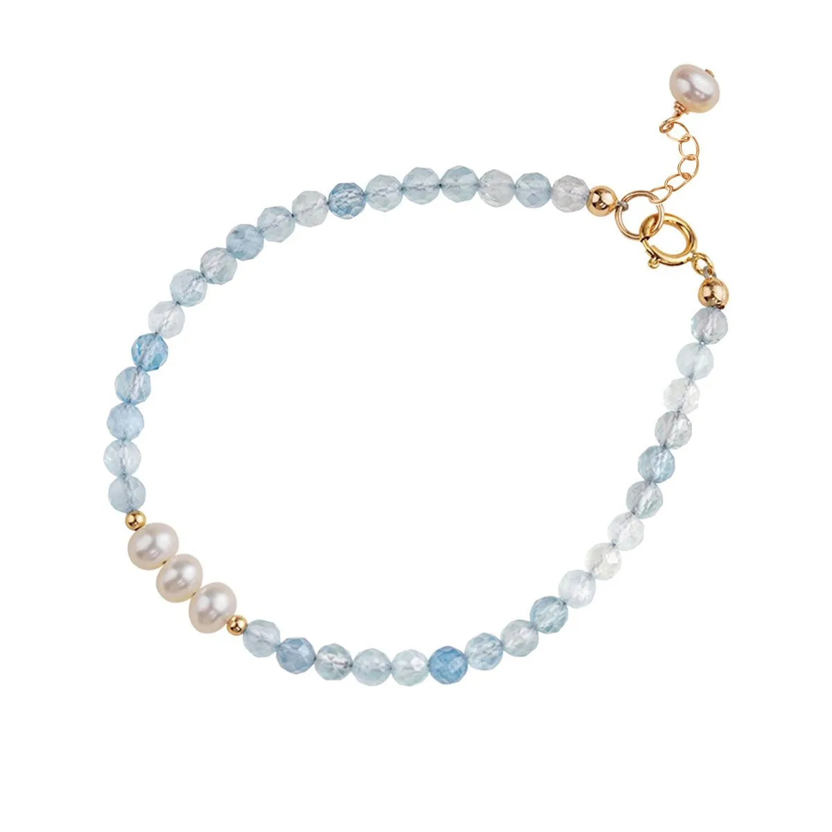 Neuankömmling trend ige natürliche Süßwasser perle blau Kristall 14 Karat Gold gefüllt Damen Perlen Kette Armband Schmuck für Frauen Geschenk – Detail 8