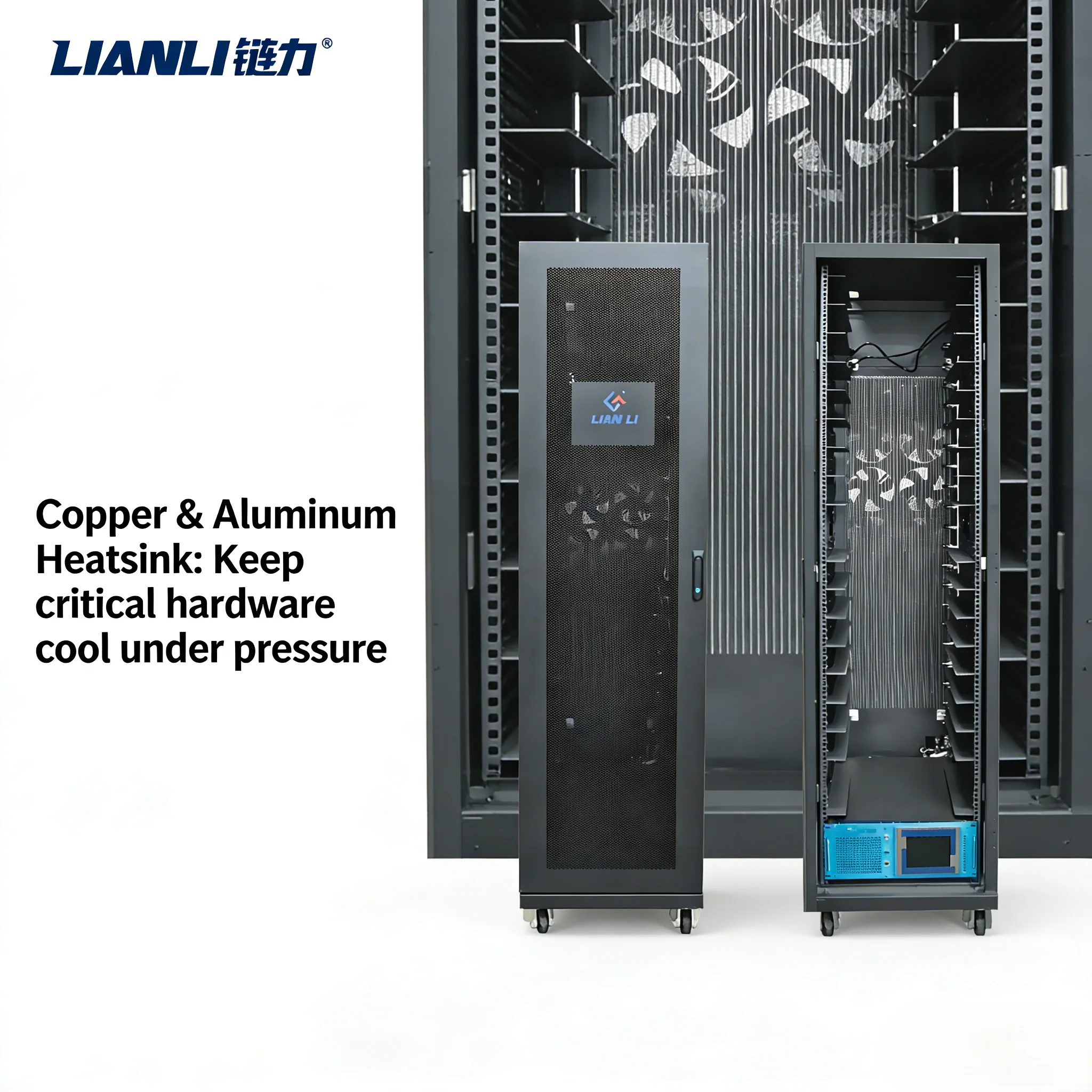 LIANLI 48U Heavy Duty Air-Liquid Hybrid Cooling Server Cabinet For Data Center AI High-Density GPU Computing Clusters