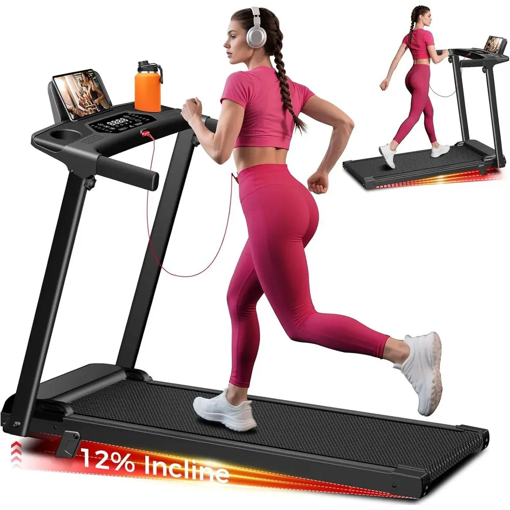 

Portable Electric Treadmill with Incline, 3.0HP, Lightweight Walking Pad, Compact Design, Handles Included, 300lbs Capacity