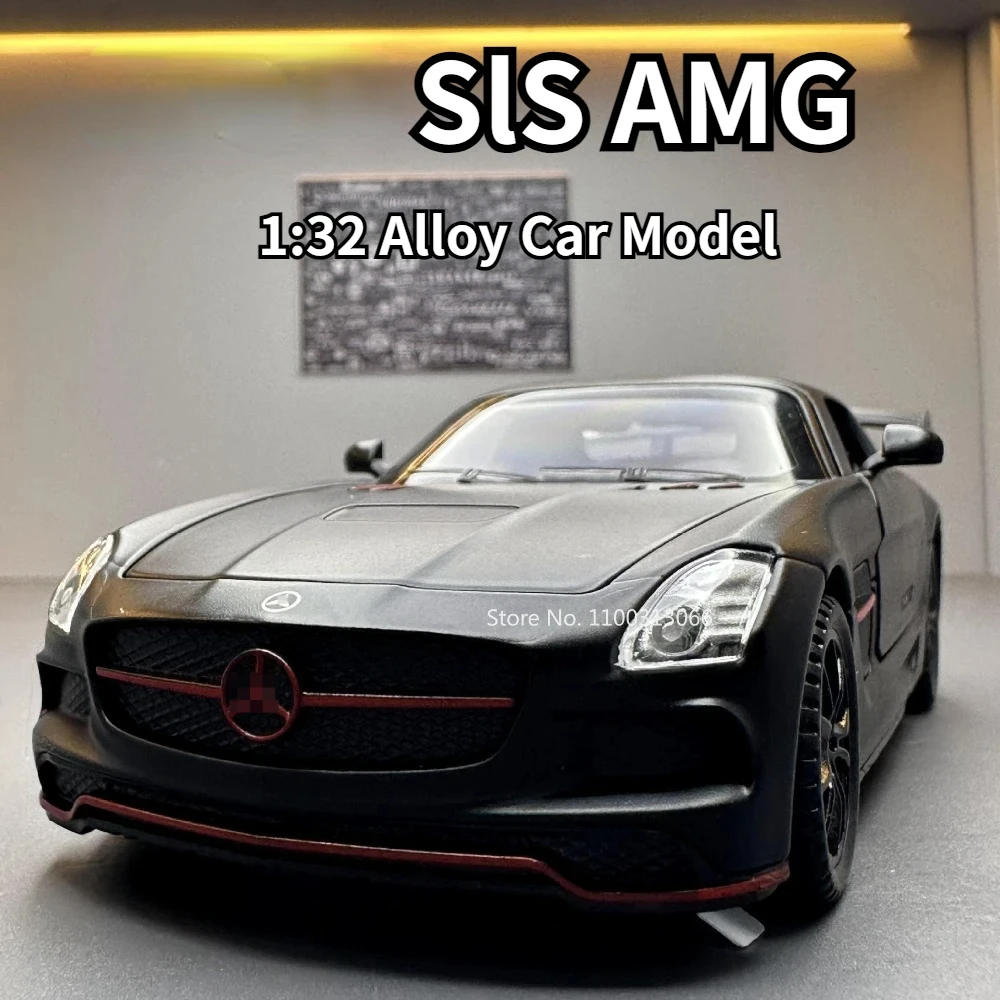 SLS AMG Alloy Model Car para crianças, Diecasts Brinquedos, Super Car Model, função de puxar, presentes de aniversário, escala 1:32