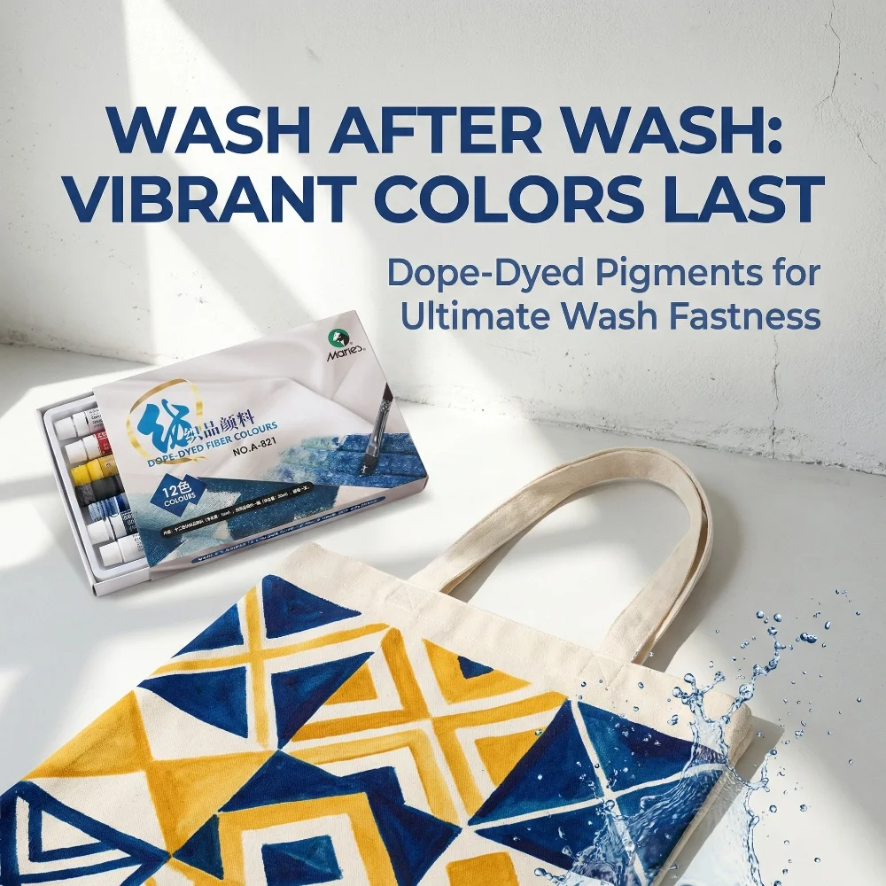 Marie's  12/18/24/36 Colors Textile Acrylic Paint for Clothes Canvas DIY Dope-Dyed Fiber Permanent Fabric Paint Set
