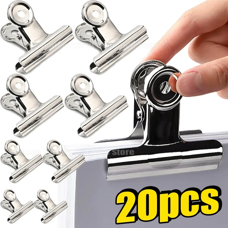 5/20pcs Metal Bulldog Wide Mouth Clip Multi-functional Metal Hinge Clamp Binder Paper Clips for Food Bag Kitchen Home Office