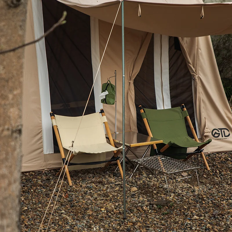 Przenośne krzesło z litego drewna do aktywności na świeżym powietrzu, nowoczesne składane krzesło plażowe z regulowanym oparciem do podróży, na kemping i wędkowanie.