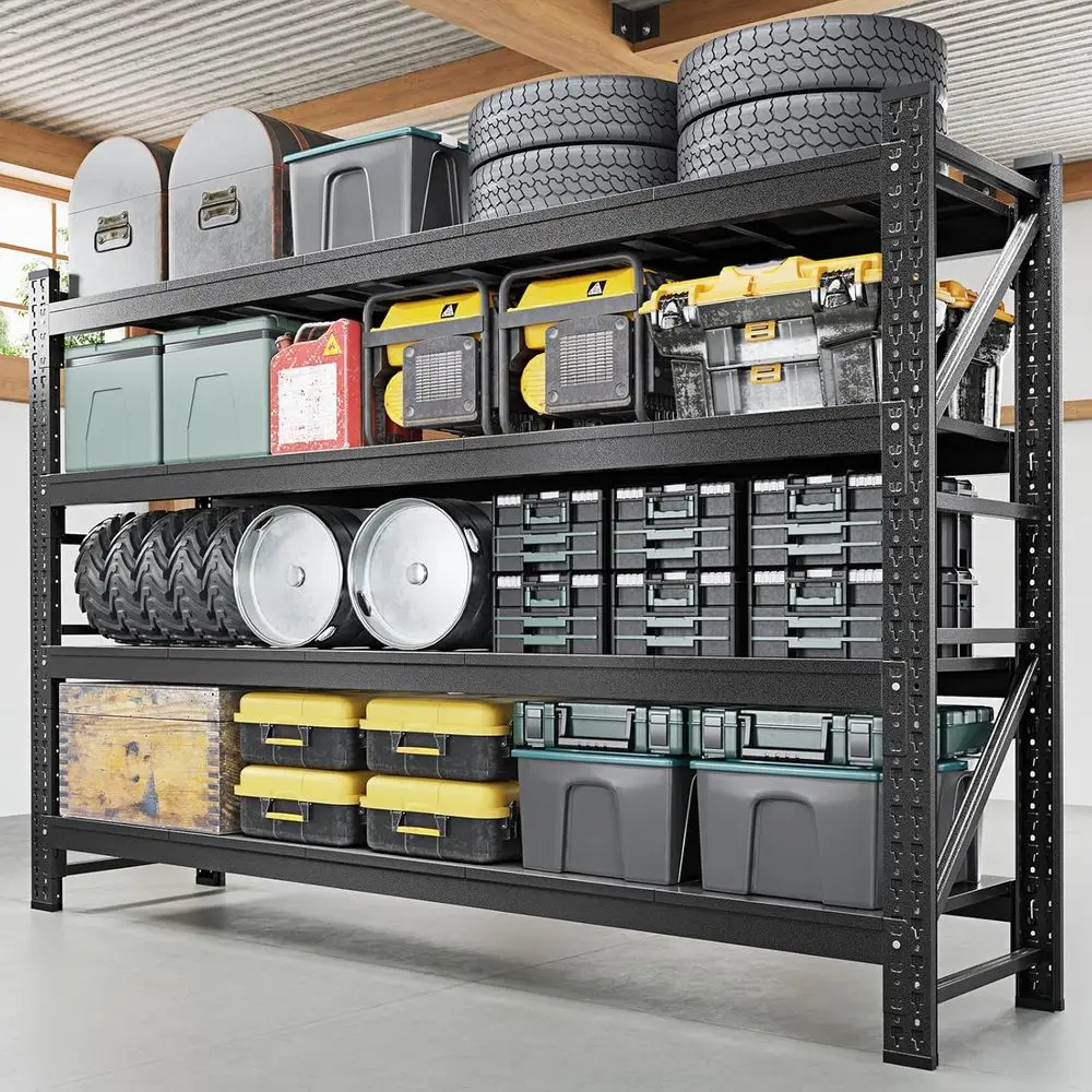 

68 Heavy-Duty Adjustable Metal Storage Shelves, 4-Tier Rack for Garage, Workshop, or Warehouse (7000 lbs Capacity)