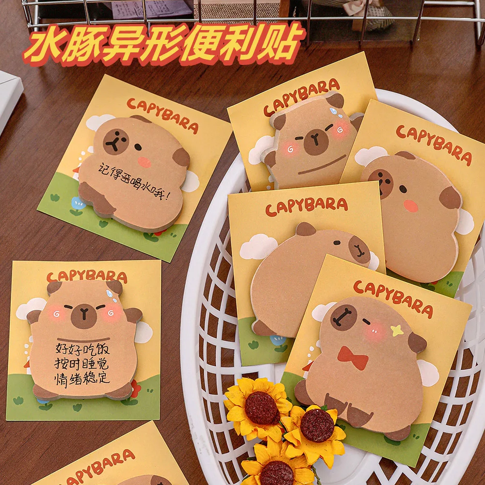 

4 Books/set Kapibara Special-shaped Notes Ins Student Cute Hand Account Sticky Note Paper Office Tearablesticker