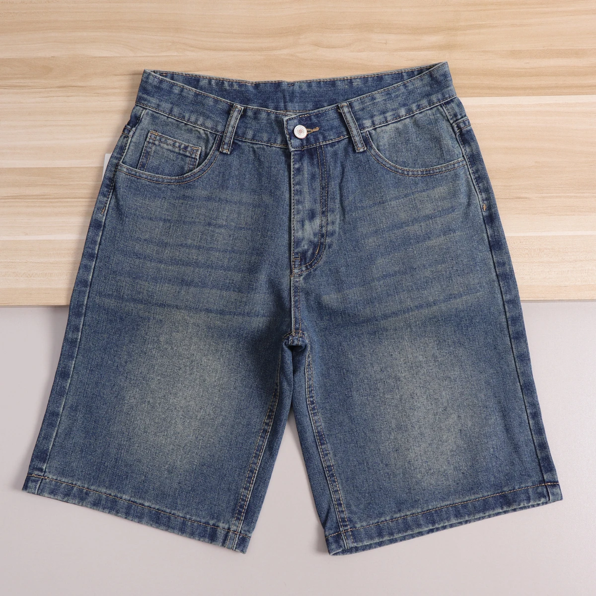

Summer 2026 Men's Casual Washed Denim Shorts Straight Leg mid Waist Loose Fit Five-Point Pants Chinese Brand Unisex Short Tro...